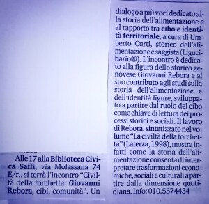 articolo su "Il secolo xix" del 5 maggio 